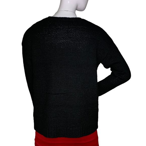 Forever 21 Sweater Top Black Knitted Size Small Long Sleeve Round Neckline - Picture 4 of 7